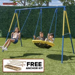 Sportspower Swing and Saucer Swing Metal Set with Heavy Duty A-Frame